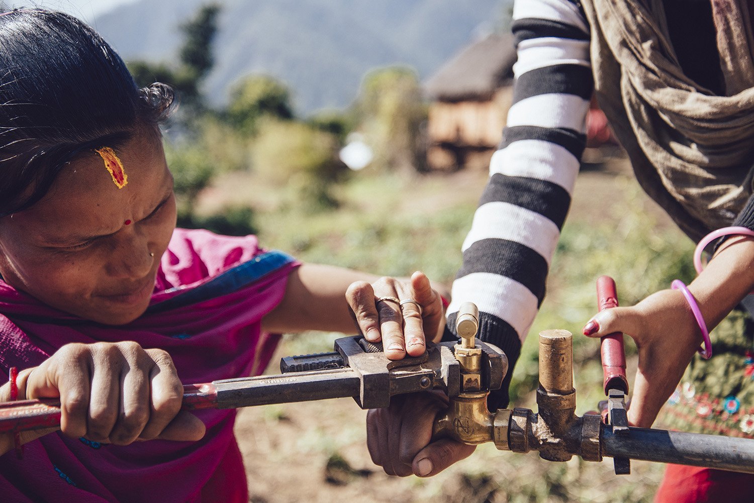 Reparaturen an der Wasserquelle